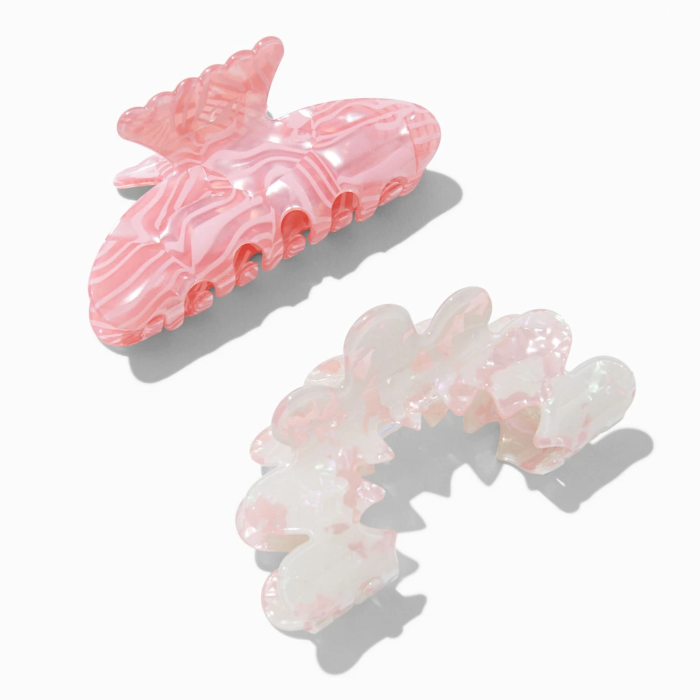 Pink Wavy Mixed Hair Claws - 2 Pack