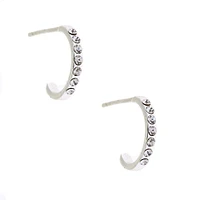 C LUXE by Claire's Sterling Silver Crystal Half Hoop Earrings