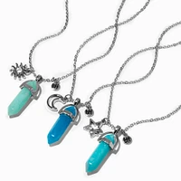 Best Friends Celestial Blue Mystical Gem Pendant Necklaces - 3 Pack