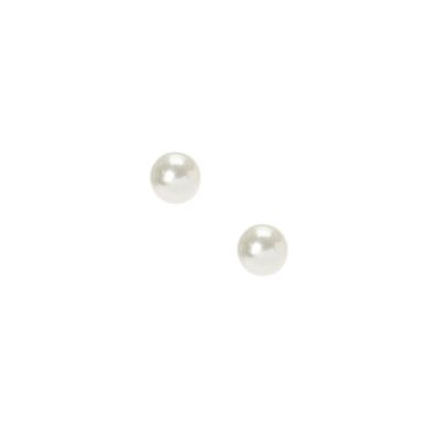 Silver 10MM Pearl Stud Earrings - White