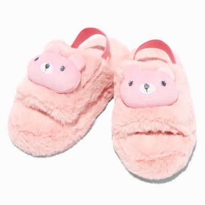 Claire's Club Sleepy Bear Pink Plush Slippers