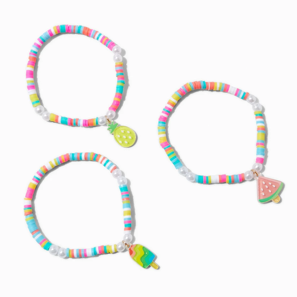 Claire's Club Bright Ice Pop Charm Stretch Bracelets - 4 Pack