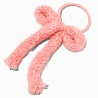 Blush Pink Knit Bow Hair Tie