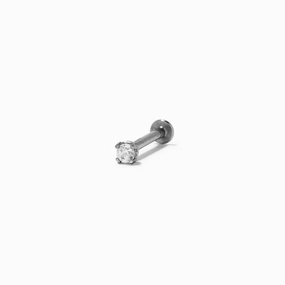 20G Silver-tone Stainless Steel Cubic Zirconia Threadless Nose Stud