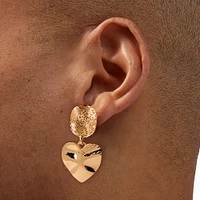 Gold-tone Maze & Heart Clip-On Drop Earrings