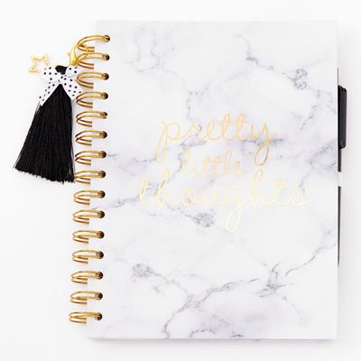 Pretty Little Thoughts Marble Notebook - White