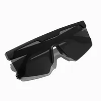 Solid Black Shield Sunglasses