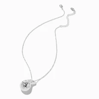 Silver-tone Crystal Studded Bubble Teardrop Pendant Necklace