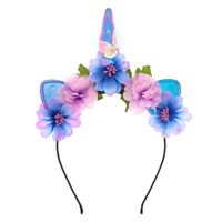 Unicorn Flower Cat Ears Headband - Purple