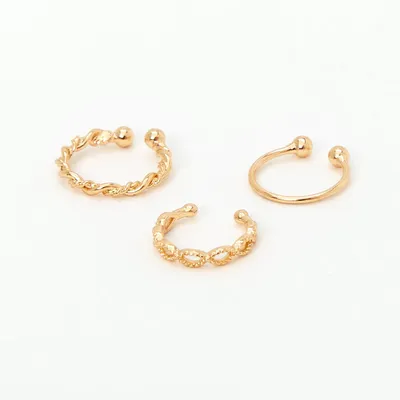 Gold Braided Hoop Faux Nose Rings - 3 Pack