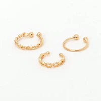 Gold-tone Stainless Steel Braided Hoop Faux Nose Rings - 3 Pack