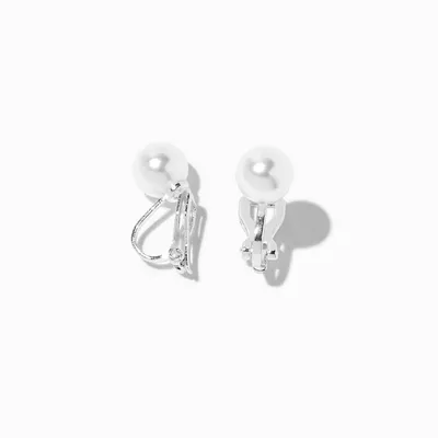Silver 8MM Pearl Clip-On Earrings