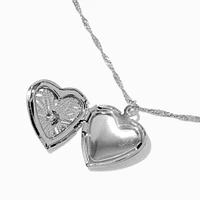 Silver-tone Filigree Heart Locket Pendant Necklace