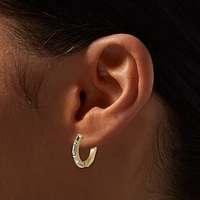 Gold-tone Baguette Crystal Clicker Hoop Earrings