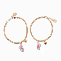 Best Friends Gold-tone Split Flower Charm Bracelets - 2 Pack