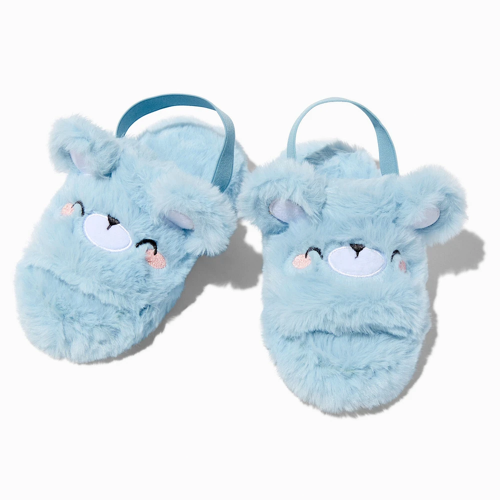 Claire's Club Blue Bear Furry Slippers