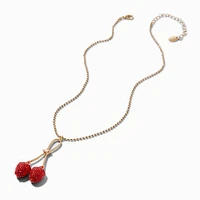 Red Pavé Cherry Pendant Necklace