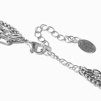 Rhodium Silver-tone Mixed Chain Multi-Strand Necklace