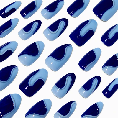 Blue Swirl Stiletto Vegan Faux Nail Set - 24 Pack