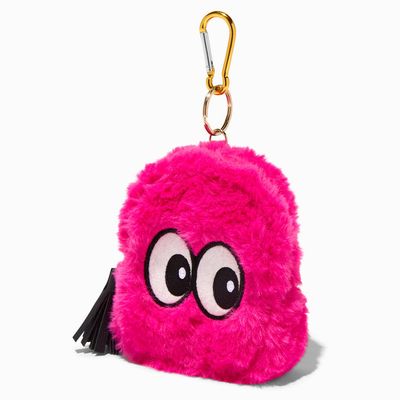 Pink Furry Surprised Eyes Mini Backpack Keychain