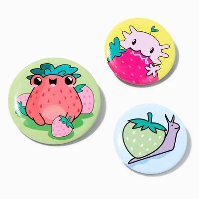 Berry Cute Critters Pinback Button Set - 3 Pack