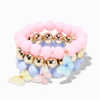 Claire's Club Butterfly Beaded Stretch Bracelets - 3 Pack