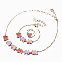 Claire's Club Gold-tone Connected Butterfly Jewelry Set - 3 Pack