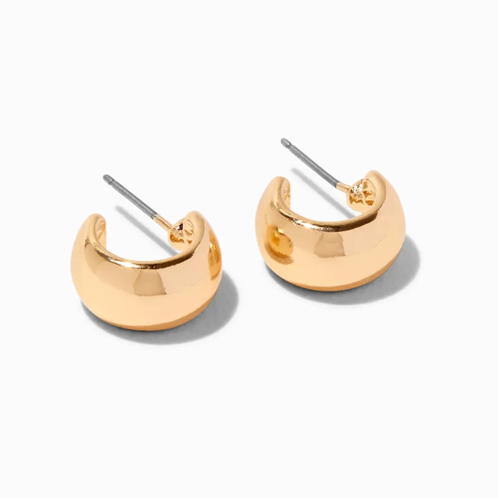 Gold-tone 10MM Wide Curved Hoop Earrings