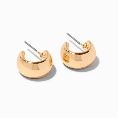Gold-tone 10MM Wide Curved Hoop Earrings
