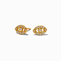 C LUXE by Claire's Gold-tone Sterling Silver Cubic Zirconia Evil Eye Stud Earrings