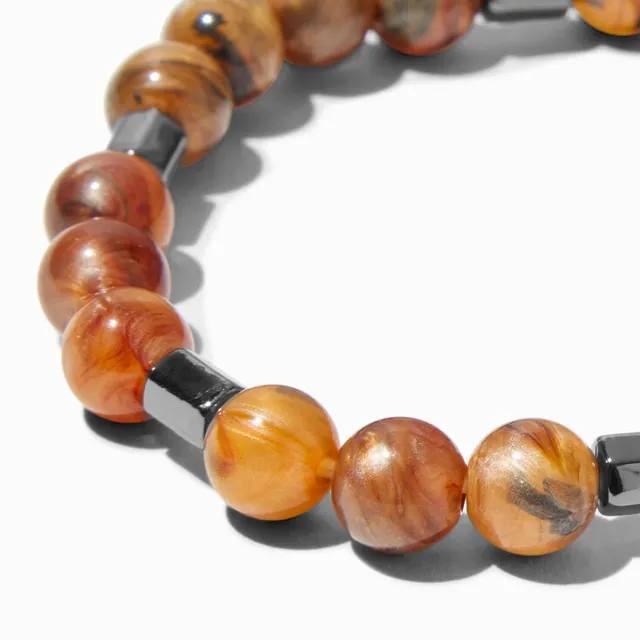 Claire's Hematite & Wood Beaded Stretch Bracelet