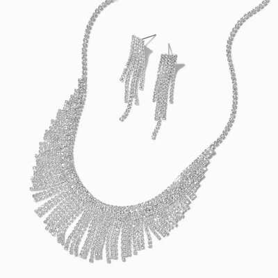 Silver-tone Crystal Mini Fringe Jewelry Set - 2 Pack