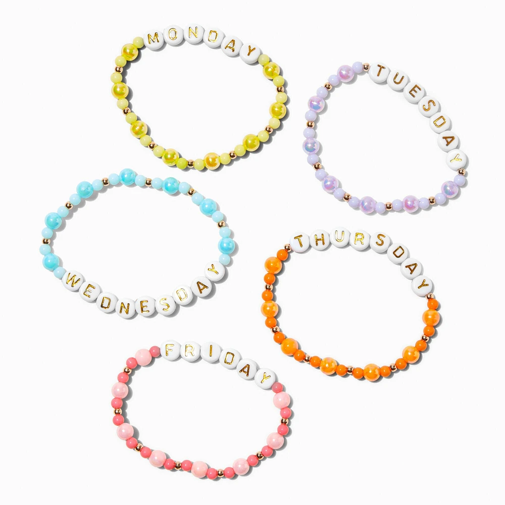 Days of the Week Beaded Stretch Bracelets - 5 Pack