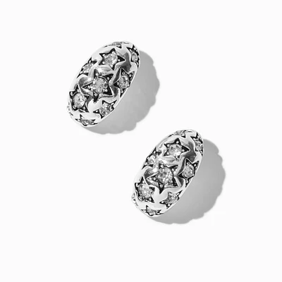 Silver-tone Star Print Stud Earrings