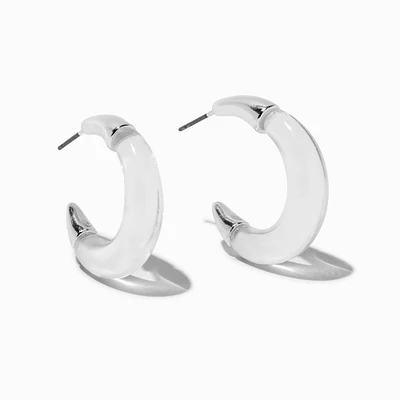 Clear Lucite Silver-tone Hoop Earrings