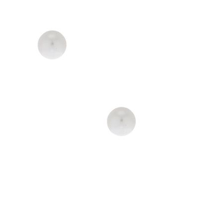 Silver 4MM Pearl Stud Earrings - White