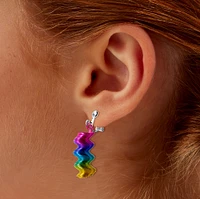 Rainbow Coil Clip-On Drop Earrings