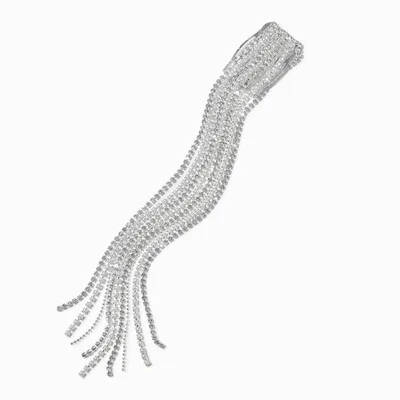 Silver Crystal & Pearl Chain Hair Comb