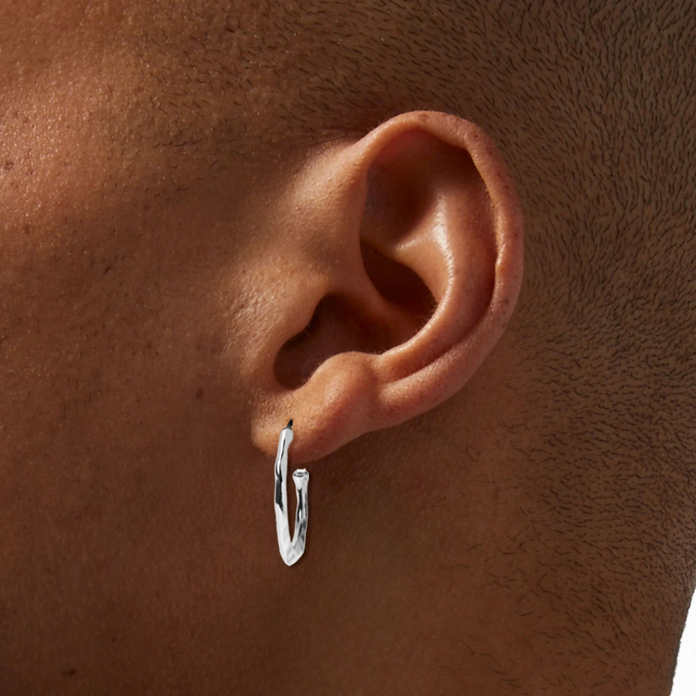 Silver-tone 25mm Molten Hoop Earrings