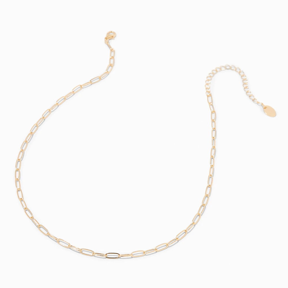 Gold Paper Clip Chain Necklace