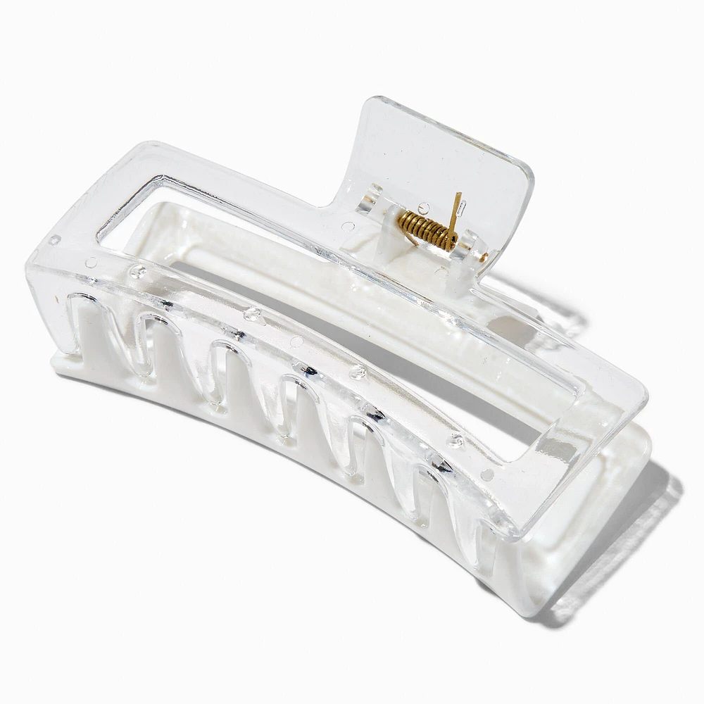 Large Two-Tone White Rectangular Hair Claw
