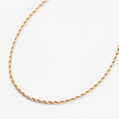 Gold ThinTwisted Rope Chain 20" Necklace