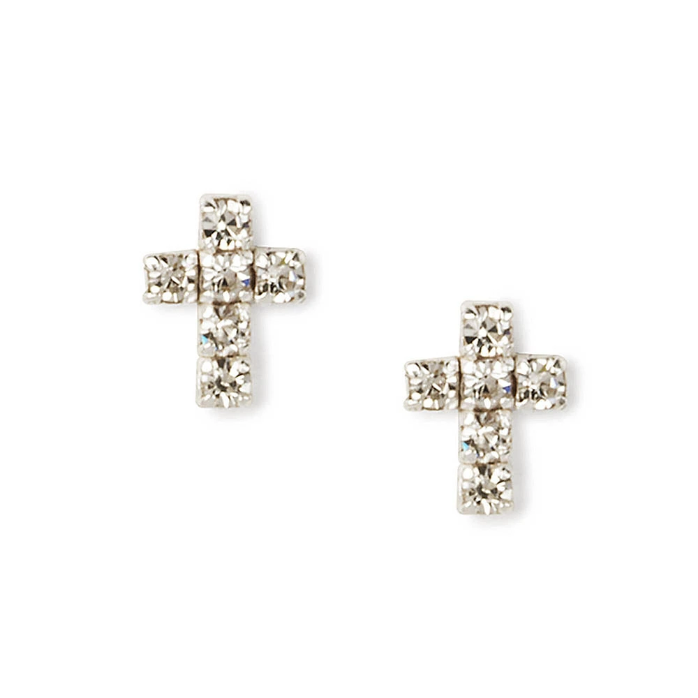 C LUXE by Claire's Sterling Silver Embellished Cross Stud Earrings