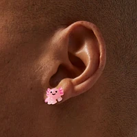 Pink Axolotl Sterling Silver Post Stud Earrings