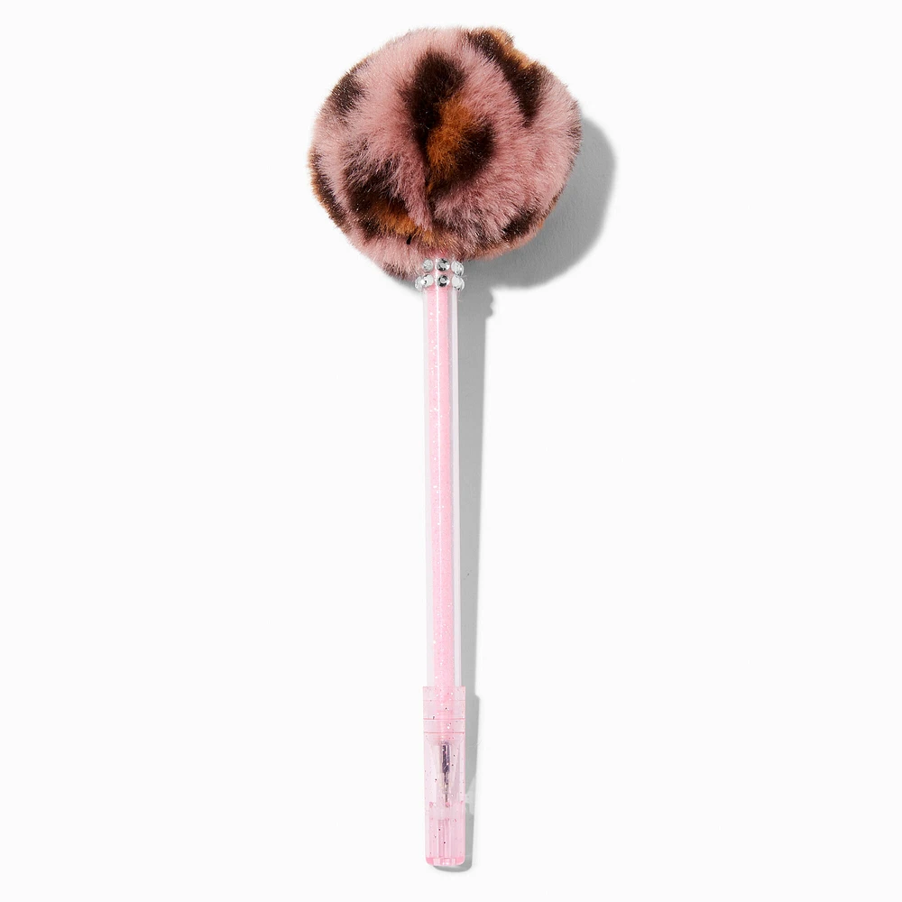 Leopard Print Pink Pom Pom Pen