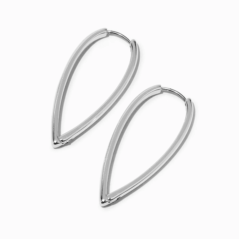 Silver-tone Pointed 40MM Clicker Hoop Earrings