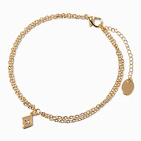 Gold-tone Triangle Crystal Chain Anklet