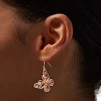 Gold-tone Filigree Butterfly 1.5" Drop Earrings