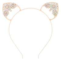 Rose Gold Floral Gem Cat Ears Headband