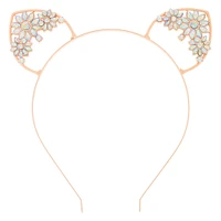 Rose Gold-tone Floral Gem Cat Ears Headband